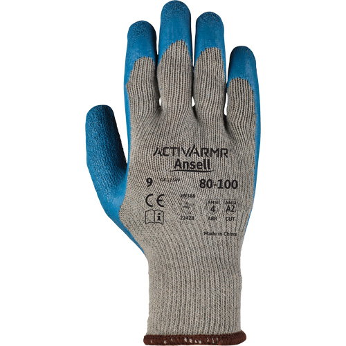 Gants ActivArmr 80-100, 9/Grand, R&ecirc;vetement Latex de caoutchouc, Calibre 10, Enveloppe en Polyester/Coton Duraquip Inc