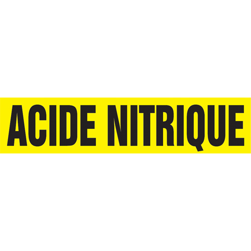 Marqueur de tuyau "Acid Nitrique", Autocollant, 4" h x 24" la, Noir sur jaune Duraquip Inc