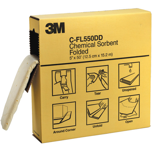 Absorbants pli&eacute;s, Mati&egrave;res dangereuses, 600" x 5", 10,5 gal. d'absorption Duraquip Inc