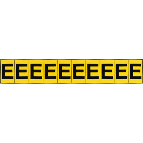 Rep&egrave;res adh&eacute;sifs &agrave; lettres individuelles, E, 1" h, Noir sur jaune Duraquip Inc