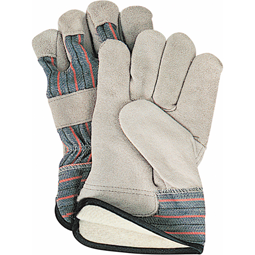 Gants d'ajusteur doubl&eacute;s pour l'hiver, Grand, Paume en Cuir de vache refendu, Doublure en Molleton de coton Duraquip Inc