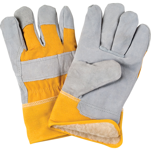 Gants d'ajusteur doubl&eacute;s pour l'hiver, Grand, Paume en Cuir de vache refendu, Doublure en Boa Duraquip Inc