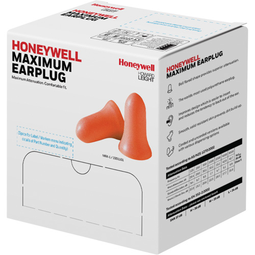 Howard Leight Maximum Foam Earplugs, Bulk - Polybag Duraquip Inc