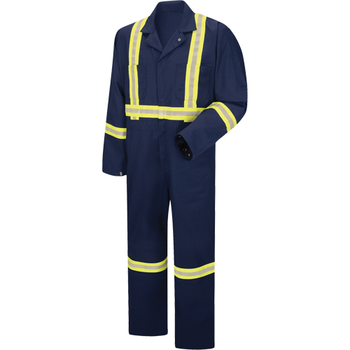 Enhanced Visibility Coveralls, Men's, Navy Blue, Size 38 Duraquip Inc