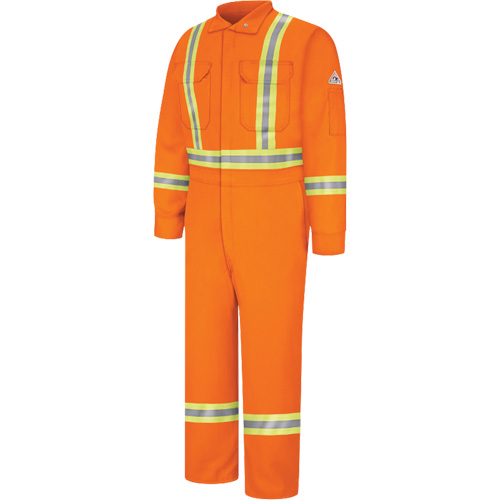 Flame-Resistant Coveralls with Reflective Trim, Size 38, Orange, 12.2 cal/cm² Duraquip Inc