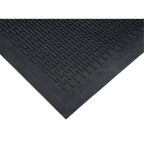 Tapis &agrave; profil bas, Caoutchouc, Grattoir Type, Motif Plein, 3' x 5', Noir Duraquip Inc