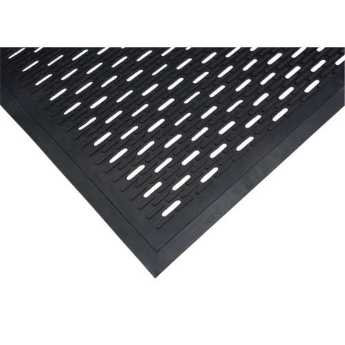 Tapis &agrave; profil bas, Caoutchouc, Grattoir Type, Motif &agrave; fentes, 3' x 5', Noir Duraquip Inc