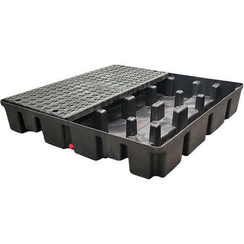Palette emboîtable sans drain pour contr&ocirc;le des d&eacute;versements, Capacit&eacute; de d&eacute;versement 66 gal. US, 49" x 49" x 10,5" Duraquip Inc