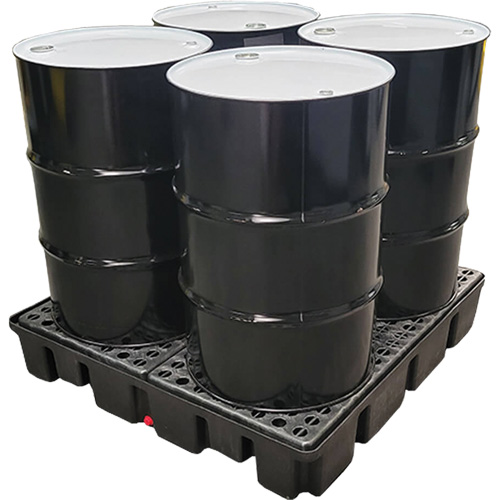 Palette emboîtable sans drain pour contr&ocirc;le des d&eacute;versements, Capacit&eacute; de d&eacute;versement 66 gal. US, 49" x 49" x 10,5" Duraquip Inc