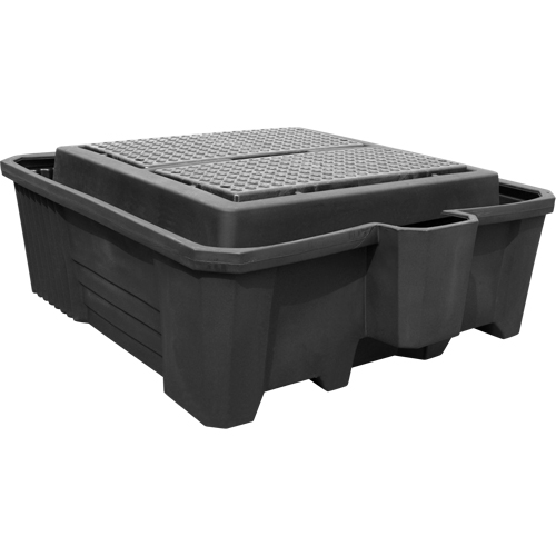 Palette de confinement avec drain, Capacit&eacute; de d&eacute;versement 385 gal., 73" x 80,5" x 29,5" Duraquip Inc