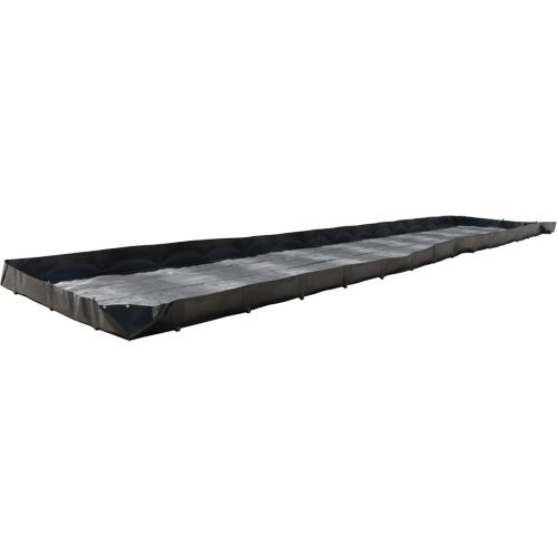 Frac Tank Berm, 3740 US gal. Capacity, 50' W x 10' L x 12" H, L-Bracket Duraquip Inc