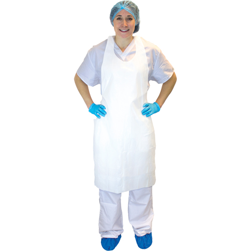 Polyethylene Apron, Polyethylene, White, 28" W x 46" L Duraquip Inc