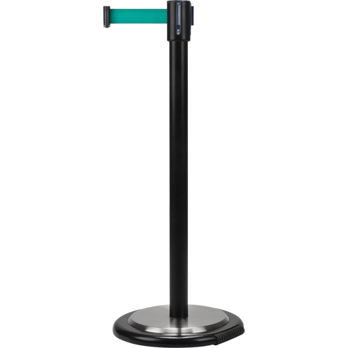 Barri&egrave;res sur pieds pour le contr&ocirc;le des foules, Acier, 35" h, Ruban Vert, Longueur du ruban 7' Duraquip Inc
