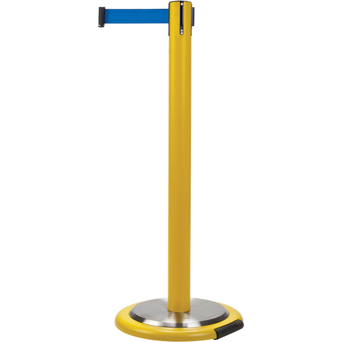 Barri&egrave;res sur pieds pour le contr&ocirc;le des foules, Acier, 35" h, Ruban Bleu, Longueur du ruban 7' Duraquip Inc