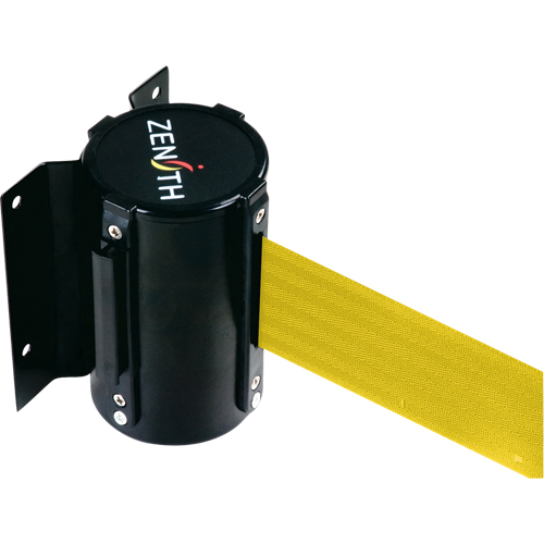 Barri&egrave;re &agrave; fixation murale, Acier, Fixation par vis, 12', Ruban Jaune Duraquip Inc