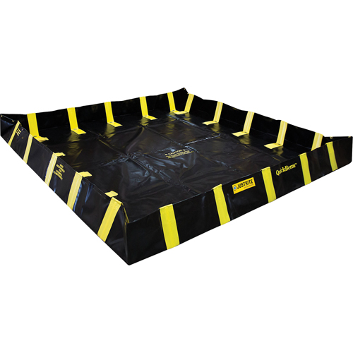 QuickBerm&reg; Containment Berm with Inside Wall Supports, 745 US gal. Capacity, 10' W x 10' L x 12" H, Snap-Up Bracket Duraquip Inc