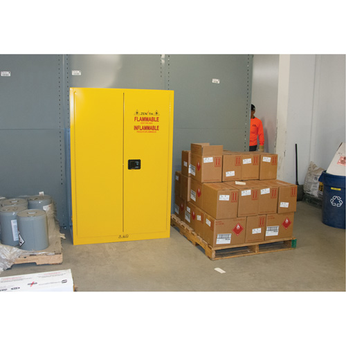 Flammable Storage Cabinet, 45 gal., 2 Door, 43" W x 65" H x 18" D Duraquip Inc