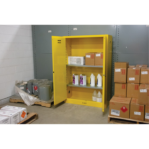 Flammable Storage Cabinet, 45 gal., 2 Door, 43" W x 65" H x 18" D Duraquip Inc