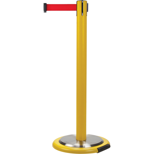 Barri&egrave;res sur pieds pour le contr&ocirc;le des foules, Acier, 35" h, Ruban Rouge, Longueur du ruban 12' Duraquip Inc