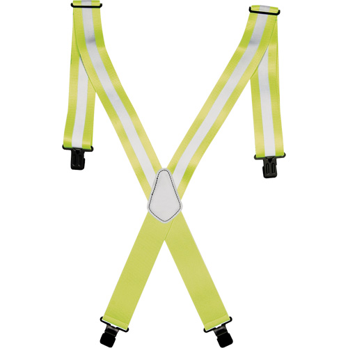 Hi-Viz 2" Work Suspenders, High Visibility Lime-Yellow, Silver Reflective Colour, One Size Duraquip Inc