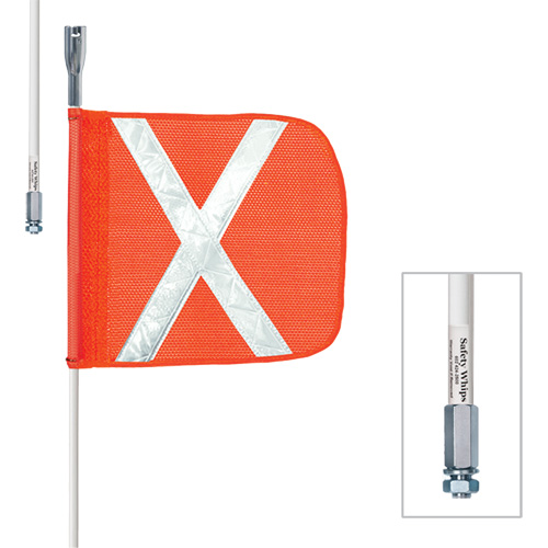 Tiges de s&eacute;curit&eacute; robustes Safety Whip, Fixation Filet&eacute;, Hauteur 8', Orange Duraquip Inc