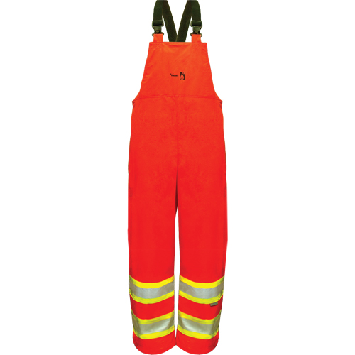 Hi-Vis FR/PU Safety Rain Bib Pants, 4X-Large, Orange Duraquip Inc