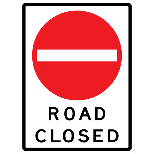 "Road Closed" Roll-Up Traffic Sign, 36" x 48", Vinyl, English with Pictogram Duraquip Inc