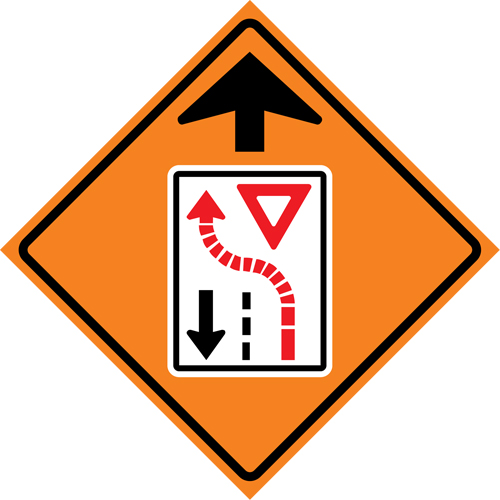 Yield Ahead Roll-Up Traffic Sign, 29-1/2" x 29-1/2", Vinyl, Pictogram Duraquip Inc