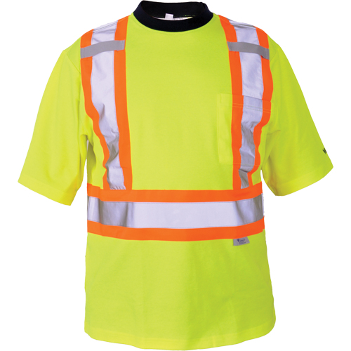 Safety T-Shirt, Polyester, Medium, High Visibility Lime-Yellow Duraquip Inc