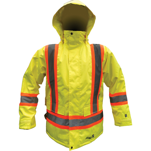 Safety Parka, High Visibility Lime-Yellow, Small Duraquip Inc