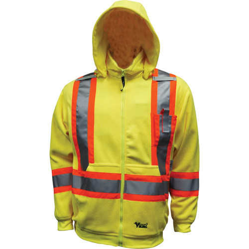 VIKING Safety Fleece Hoodie, Polyester, 3X-Large, High Visibility Lime ...