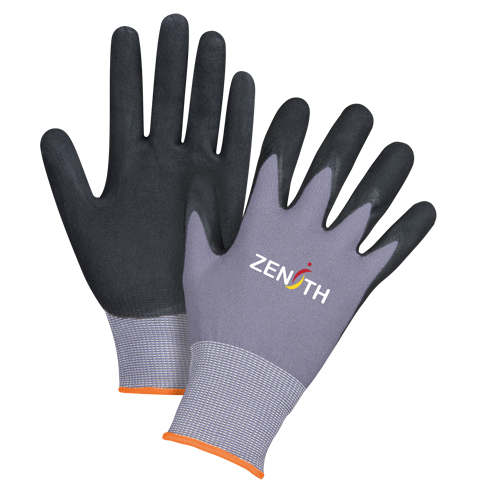 Gants ZX-1 de premi&egrave;re qualit&eacute; compatibles avec les &eacute;crans tactiles, 7/Petit, R&ecirc;vetement Nitrile/Mousse de nitrile, Calibre 15, Enveloppe en Nylon Duraquip Inc
