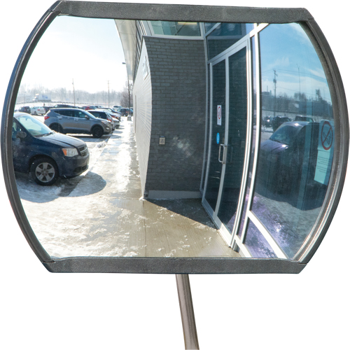 Roundtangular Convex Mirror with Telescopic Arm, 12" H x 18" W, Indoor/Outdoor Duraquip Inc