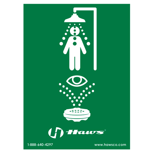 Emergency Shower/Eyewash Sign, 24" x 18", Plastic, Pictogram Duraquip Inc