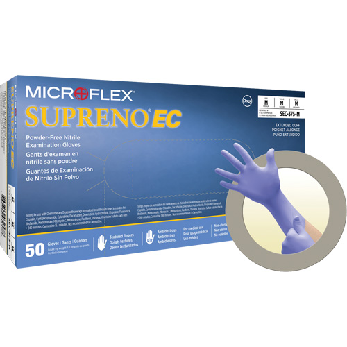 Supreno&reg; EC Gloves, Small, Nitrile, 5.5-mil, Powder-Free, Purple, Class 2 Duraquip Inc