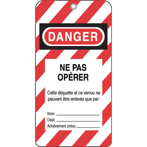 Lockout Tags, Plastic, 3" W x 5-3/4" H, French Duraquip Inc