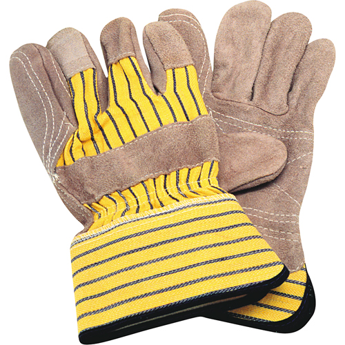 Double-Palm Fitters Gloves, Large, Split Cowhide Palm, Cotton Inner Lining Duraquip Inc
