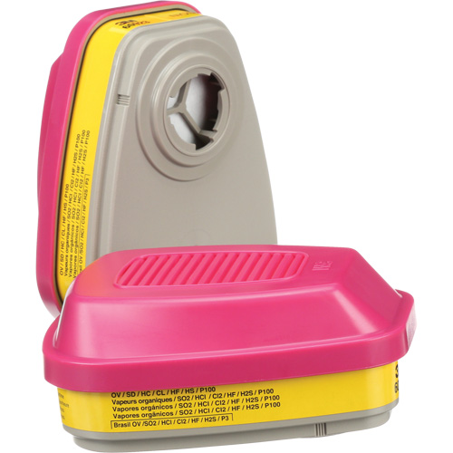 Cartouches pour respirateur s&eacute;rie 6000, Cartouche gaz/vapeur, Vapeurs organiques/Gaz acides/P100 Duraquip Inc