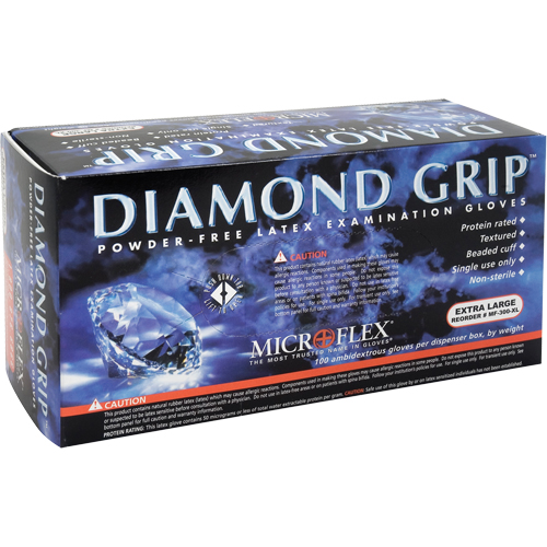 Diamond Grip Examination Gloves, 2X-Large, Latex, 8-mil, Powder-Free, Yellow, Class 2 Duraquip Inc
