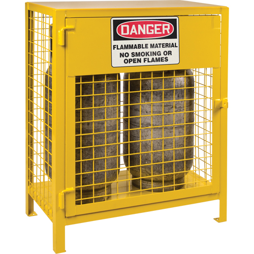Gas Cylinder Cabinets, 2 Cylinder Capacity, 30" W x 17" D x 37" H, Yellow Duraquip Inc