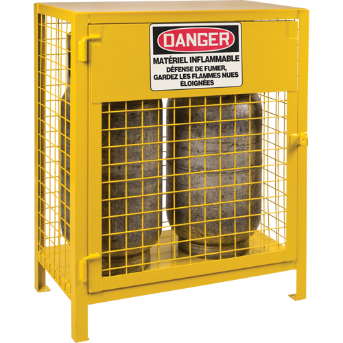 Gas Cylinder Cabinets, 2 Cylinder Capacity, 30" W x 17" D x 37" H, Yellow Duraquip Inc