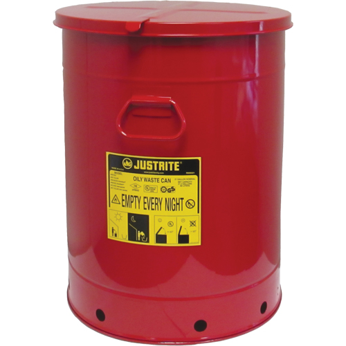 Contenant manuel pour d&eacute;chets huileux, Homologu&eacute; FM/List&eacute; UL, 21 gal. US, Rouge Duraquip Inc