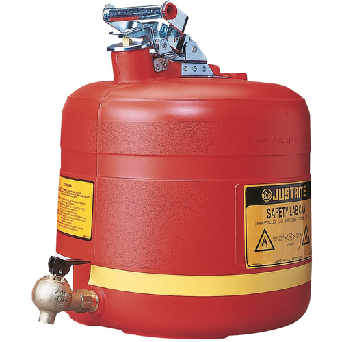 Laboratory Safety Can with Faucet, Type I, Steel, 5 US gal., Red, FM Approved Duraquip Inc