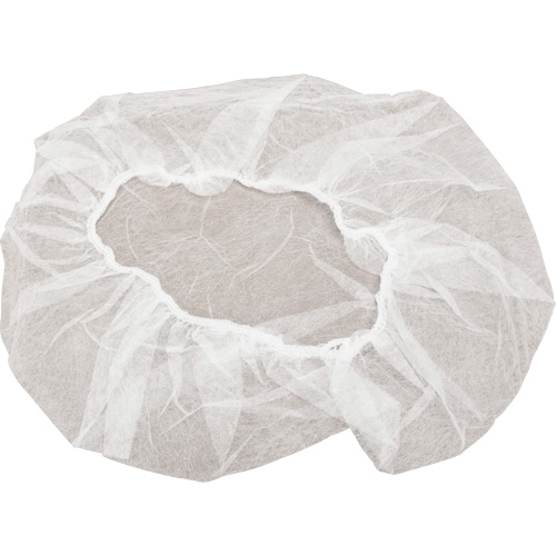 Non-Woven Bouffant Caps, Polypropylene, 21"/Large, White Duraquip Inc