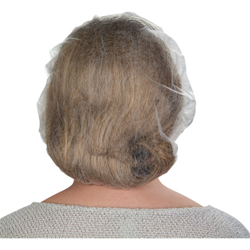 Non-Woven Bouffant Caps, Polypropylene, 21"/Large, White Duraquip Inc