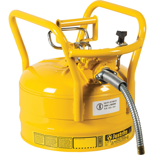 Bidons s&eacute;curitaires D.O.T. de AccuFlow, Type II, Acier, 2,5 gal. US, Jaune, Homologu&eacute; FM Duraquip Inc