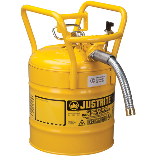 Bidons s&eacute;curitaires D.O.T. de AccuFlow, Type II, Acier, 5 gal. US, Jaune, Homologu&eacute; FM Duraquip Inc