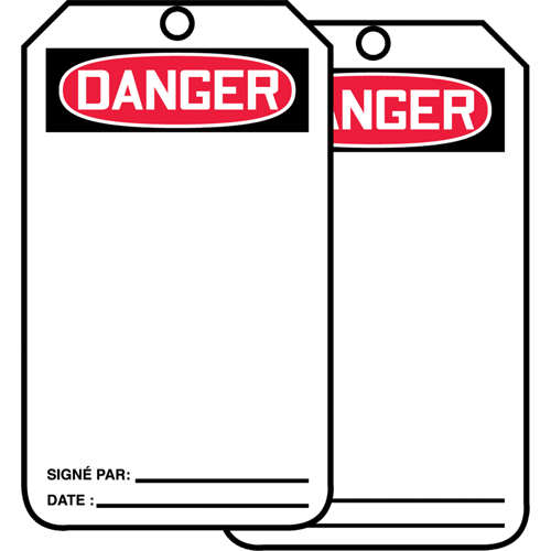 Safety Tags, Plastic, 3-1/8" W x 5-7/8" H, French Duraquip Inc