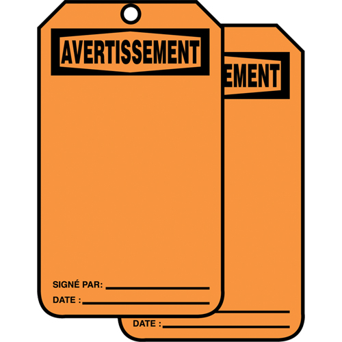 Safety Tags, Cardstock, 3-1/8" W x 5-7/8" H, French Duraquip Inc