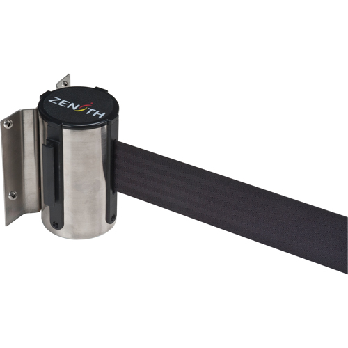 Barri&egrave;re &agrave; fixation murale, Acier, Fixation par vis, 12', Ruban Noir Duraquip Inc